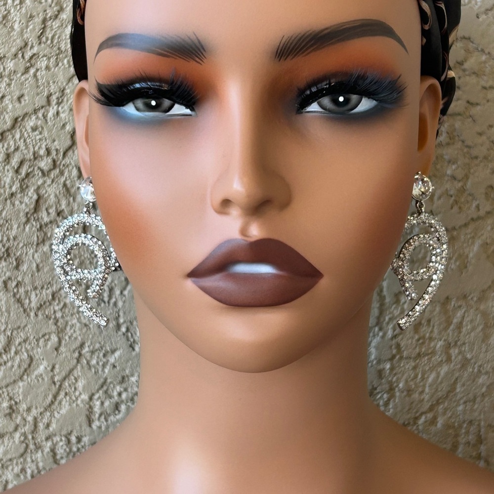 Dazzling Silver Rhinestone Statement Earrings - Picture 5 of 5